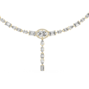 Collar de Oro Blanco de 14K con Esmeralda, Diamante Cultivado en Laboratorio en Forma de Marquesa, Pera y Ovalado, para Fiestas, Lujoso, Certificado, Elegante, Joyería Fina para Novias - Product Image 5