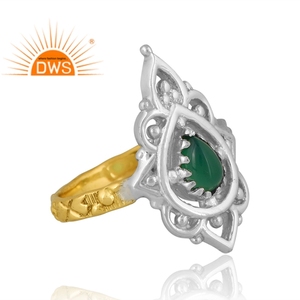 Nouvelle tendance 925 argent 18K plaqué or naturel vert Onyx bague en pierres précieuses bijoux personnalisés pour les femmes cadeau pour elle - Product Image 4