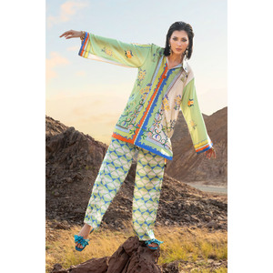 Traje de Dos Piezas en Satén Charmeuse Estampado con Pantalones Anchos de Cintura Alta, Transpirable y Decorado con Estampado TS-52004 - Product Image 3