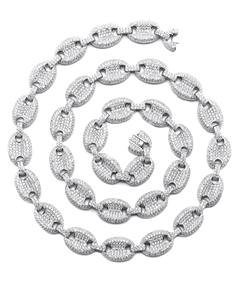 Impresionante Cadena de Eslabones de Diamantes de 12 mm, Chapada en Oro, Regalo de Lujo para Boda o Compromiso, Moda, 24 Pulgadas - Product Image 1