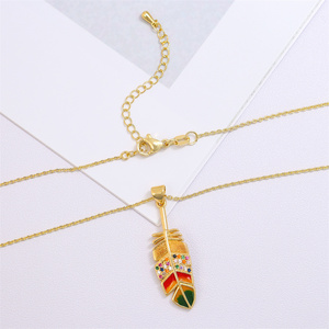 Collana di piume di speranza di rame gioielli a catena lunga Design semplice collana pendente per le donne - Product Image 3