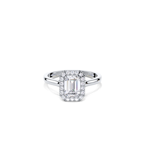 IGI Certified 1.18CT Emerald Cut Halo Lab Grown Diamond Engagement <b>Ring</b> 9K Yellow/White/Rose Gold Geometric Frame Bridal <b>Ring</b> - Product Image 5