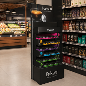 Stand <span class=keywords><strong>Display</strong></span> Lantai Kardus Grafis Kapsul Cangkir Kopi untuk Merchandise Pod Kopi Espresso - Product Image 2