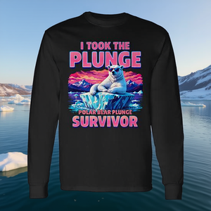 Camiseta de manga larga con gráfico Polar Bear Plunge Survivor, diversión en aventuras de invierno - Product Image 3