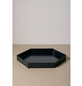<b>Decorative</b> metal tray black color powder-coated finish ensures long-lasting serving luxury - Product Image 2