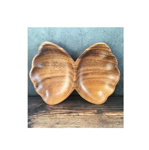 Assiettes en acacia naturel Assiette de service en bois de taille ronde et durable pour la couleur naturelle mini en forme de coeur - Product Image 2