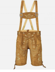 Pantalones cortos de cuero bávaro para hombre de alta calidad con bordado personalizado al por mayor - Product Image 3
