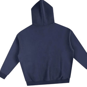 Sudadera con Capucha Azul Marino, Sudadera con Capucha Lisa de Felpa de Algodón Premium, Sudadera Informal Unisex para Invierno, Sudadera con Capucha de Moda Urbana al por Mayor - Product Image 4