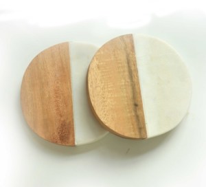 High Quality Marble-Wood Spliced Coaster for Tabletop Protection, Cup Holder Coasters for Multiple Cup Types, Coaster - Product Image 3
