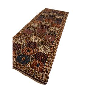 พรมขนสัตว์ลายเรขาคณิตสไตล์ Aalam Blue Kilim ขนาด 9x12 ฟุต พรมปูพื้นขนาดใหญ่สำหรับทางเข้าหรือข้างเตียง-รุ่น Paem-881 - Product Image 2