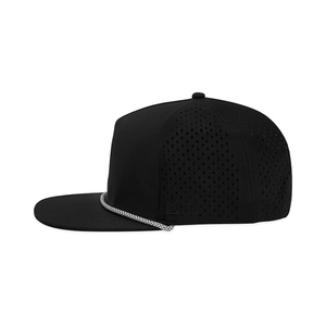 Low Tax Structured 5 Panel Laser Cut Hole Perforated Golf <b>Hats</b> 100% Polyester Custom Printed Logo <b>FLat</b> Brim Rope <b>Caps</b> For Sports - Product Image 4