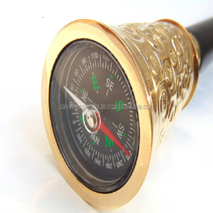 Bastón de madera con mango de latón dorado para caminar, brújula antigua de diseño antiguo, artículo de regalo, CHWKS36067 - Product Image 1