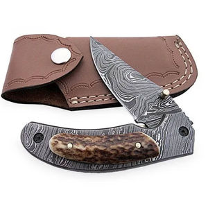 Couteau de poche pliable en acier inoxydable OEM avec autre manche pour la survie en plein air, la chasse, l'utilisation Bowie, bord dentelé, garantie de 3 ans - Product Image 1