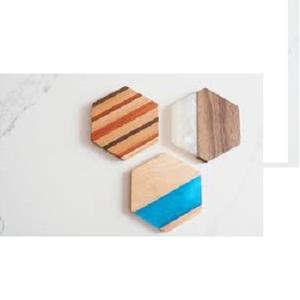 MOON RISE CRFAT Posavasos de madera de acacia de resina acogedor cuadrado clásico Mantel de madera colorido con diferentes tamaños y colores - Product Image 2