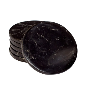 Haute qualité cristal caboteur cadeau utiliser la main faire pierre artisanat noir marbre sous-verres pour boisson pierre naturelle guérison grossiste - Product Image 3