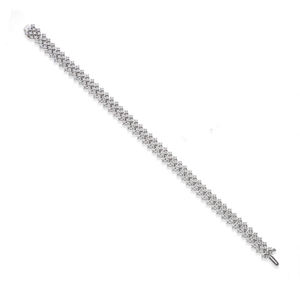 Bracelet tennis en or jaune 14 carats plaqué rhodium, diamants naturels, design élégant et large à plusieurs rangs, serti à griffes pour - Product Image 2