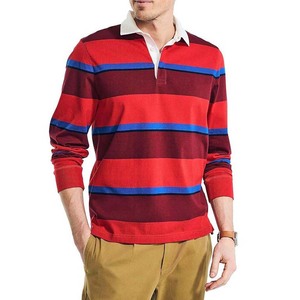 Rugby de los hombres de la mejor calidad para Polos Jersey transpirable de manga larga con cuello de rayas blancas Patrón de estampado de colores negros y grises - Product Image 1
