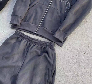 Design tendance unisexe personnalisé, 340 g/m², imprimé en relief, cordon de serrage, bas évasé, fermeture éclair, streetwear, capuche avant, léger, hiver - Product Image 6