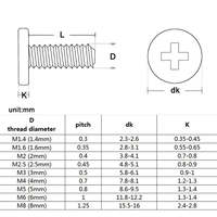 Vis à tête plate ultra-fine Phillips pour ordinateur portable, 5 à 50 pièces, en acier inoxydable noir 304, CM M2-M6 M3.5