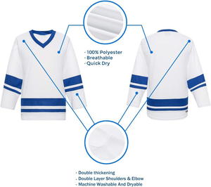 Camisetas de hockey sobre hielo profesionales OEM, venta al por mayor, ropa de equipo personalizada, impresión sublimada, suministro de calidad profesional duradero de secado rápido - Product Image 6