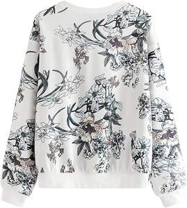 Sudadera de manga larga con estampado de plantas florales para mujer de talla grande - Product Image 5