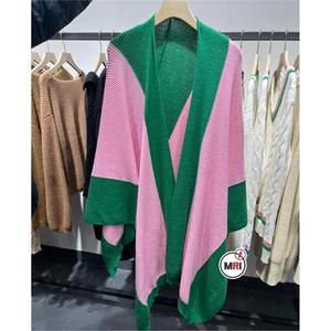 Alpha Alpha Pink & Green Cozy Knitted Wrap Print on Front and Back Size Fits All 100% Cotton - Product Image 4