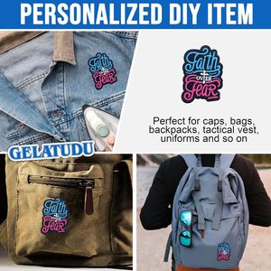 Foi sur la peur croix Patch 3 pouces chrétien religieux jésus Bible verset fer sur/coudre sur broderie tissu appliques patchs - Product Image 2