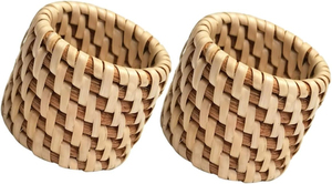 Ronds de serviette en rotin et jute rustiques Accents de table de ferme Ensemble de 6 faits à la main pour les fêtes, les repas et les événements - Product Image 5