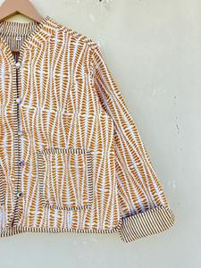 Chaqueta acolchada de algodón con estampado de bloque de mano reversible transpirable Chaqueta corta de algodón - Product Image 4