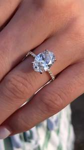 Anillo de compromiso de diamante de corte ovalado cultivado en laboratorio PT950 GI certificado lujoso anillo de regalo de racimo Vintage para mujer - Product Image 4