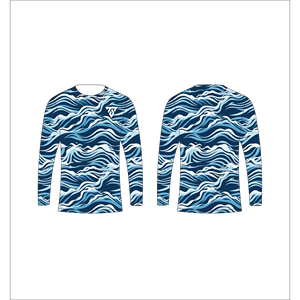 เสื้อยืดแขนยาวผู้ชายลายคลื่นทะเลสีน้ำเงิน สไตล์ญี่ปุ่น คอกลมลำลอง แบรนด์ Trackstar รับผลิต OEM รุ่น TSI-G05-P0826 - Product Image 1