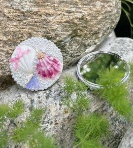 Round Seashell Mirror Handmade Vietnam Marine Shell <b>Ornamentation</b> Decoration - Product Image 1