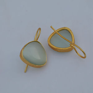 Gold Plated <b>stud</b> earrings wholesale handmade brass base monalisa stone hanging earrings - Product Image 1