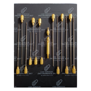 Juego de cánulas de liposucción avanzadas de 17 piezas, cánulas de acero inoxidable chapadas en oro con mango roscado, con mango y adaptador, certificado CE - Product Image 1