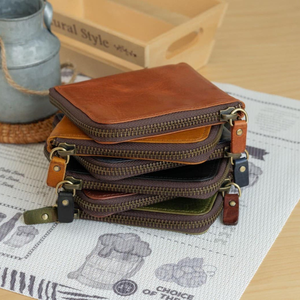 Genuine Leather L-Shaped <b>Card</b> <b>Holder</b> <b>Wallet</b> with Anti-Theft Chain - Product Image 5