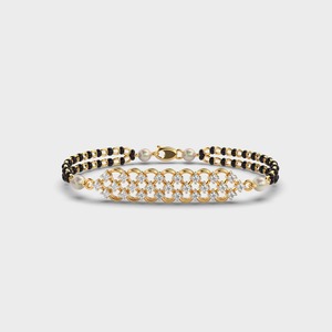 Aurelia Boom Mangal Sutra สร้อยข้อมือชุบโรเดียมประดับเพชรสีขาวเหลือง14KT - Product Image 3
