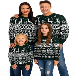 เสื้อสเวตเตอร์คอปกแบบลำลองลายโลโก้ด้านหน้าสำหรับฤดูหนาวคริสต์มาส เนื้อผ้านุ่มพิเศษ อุ่นสบาย ชุดคอมโบสำหรับครอบครัว - Product Image 2