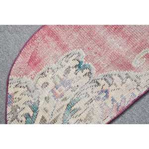 Vintage 2.5 X 1.5ft tapis turc rouge Beige Patchwork Design laine Latex support grande surface Rectangle modèle 10mm Tabriz abstrait - Product Image 5