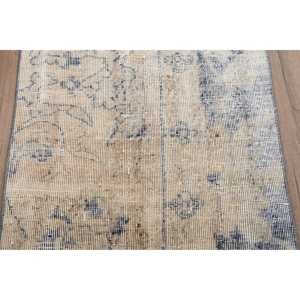 Alfombra Pequeña Vintage de 2x3.2 pies (61x98 cm), Alfombra Turca Azul Sólida - Product Image 3