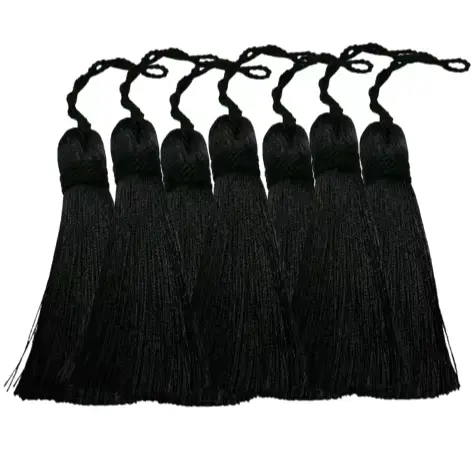 New Custom Logo Bullion Tassels Manufactures Pakistan Black Silk Cuquilo Tassel Customized