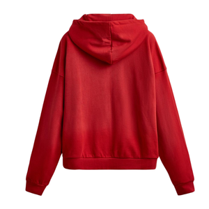 <b>Red</b> Zip Up <b>Hoodie</b> Unisex Fleece Hooded Jacket Casual Winter Streetwear Plain Solid Color Full <b>Zipper</b> Sweatshirt Wholesale - Product Image 2