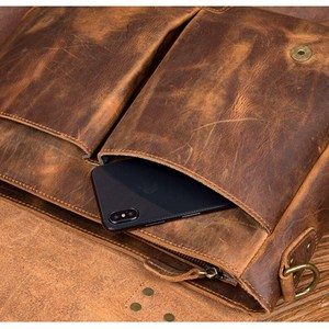 Factory-Made LPB-0129 Handmade Genuine Rich Grain <b>Leather</b> Durable Vintage Style <b>Laptop</b> Messenger <b>Bag</b> Business Travel Men's - Product Image 3