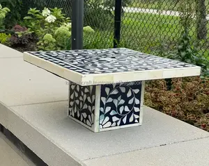 Single Tier Dessert Stand Beautiful & Attractive Bone Inlay <b>Cake</b> Tools with Acrylic <b>Cover</b> Mother Pearl Stand Elegant <b>Cake</b> Stand - Product Image 5