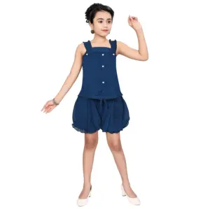 インドからの卸売価格で販売されている新しいプリントカジュアルウェア2-8歳の女の子の服のトップとショートセット