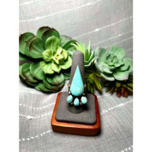 Navajo-Handmade #8 Turquoise & Sterling <b>Silver</b> <b>Statement</b> <b>Ring</b> Size 8.5 Fine Jewelry for Everyday Wear - Product Image 1