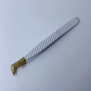 แหนบคีบขนตาแบบตรงและโค้งงอสีขาวและสีทองทำจากสเตนเลสคุณภาพดี - Product Image 3