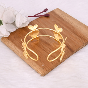 Bracelet jonc en laiton plaqué or, poli miroir, réglable, élégant, à bon prix, accessoire de poignet - Product Image 6