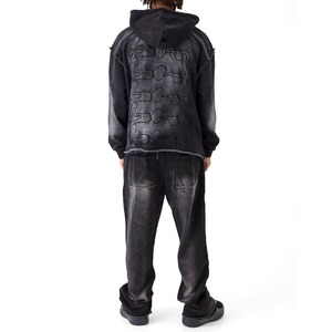 Conjuntos apilados con logotipo impreso personalizado, conjuntos de chándal para hombre, conjuntos de dos piezas con pantalones acampanados, sudaderas con capucha, chándales, chándal para hombre - Product Image 2