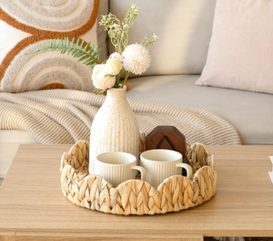 Jacinto de agua natural redondo y flexible al por mayor, bandeja para servir con asas para cocina, baño, sala de estar, uso de bebidas, Vietnam - Product Image 3