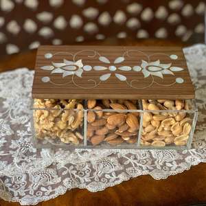 Decorative Acrylic Food <b>Storage</b> Box Natural Mother Pearl Lid Custom Branding Elegant Candy Dry <b>Fruit</b> Chocolate Gift Packaging - Product Image 3